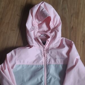 Eddie Bauer Pink and Light Gray Hooded Kids' Rain Jacket